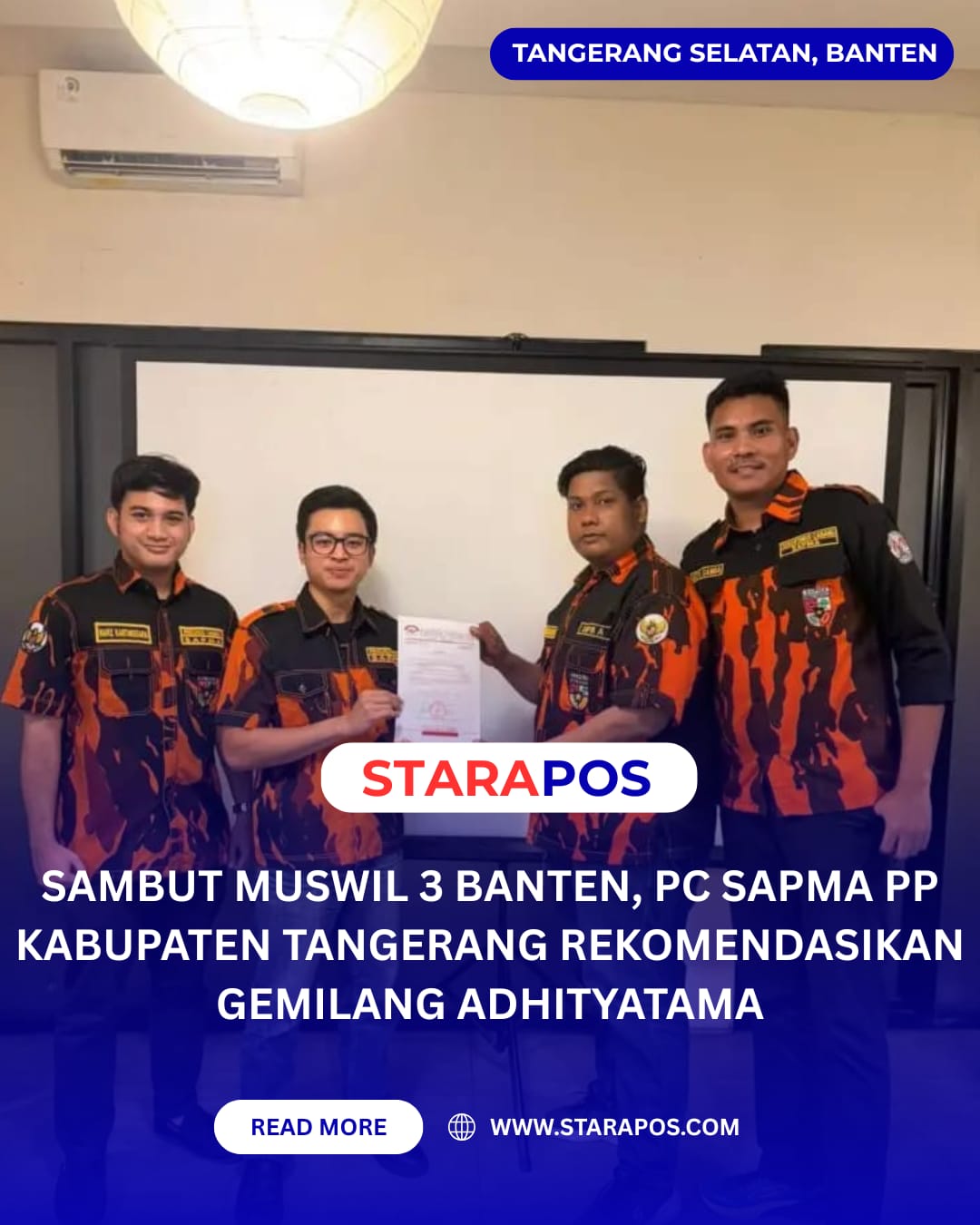 Sambut Muswil 3 Banten, PC SAPMA PP Kabupaten Tangerang Rekomendasikan Gemilang Adhityatama
